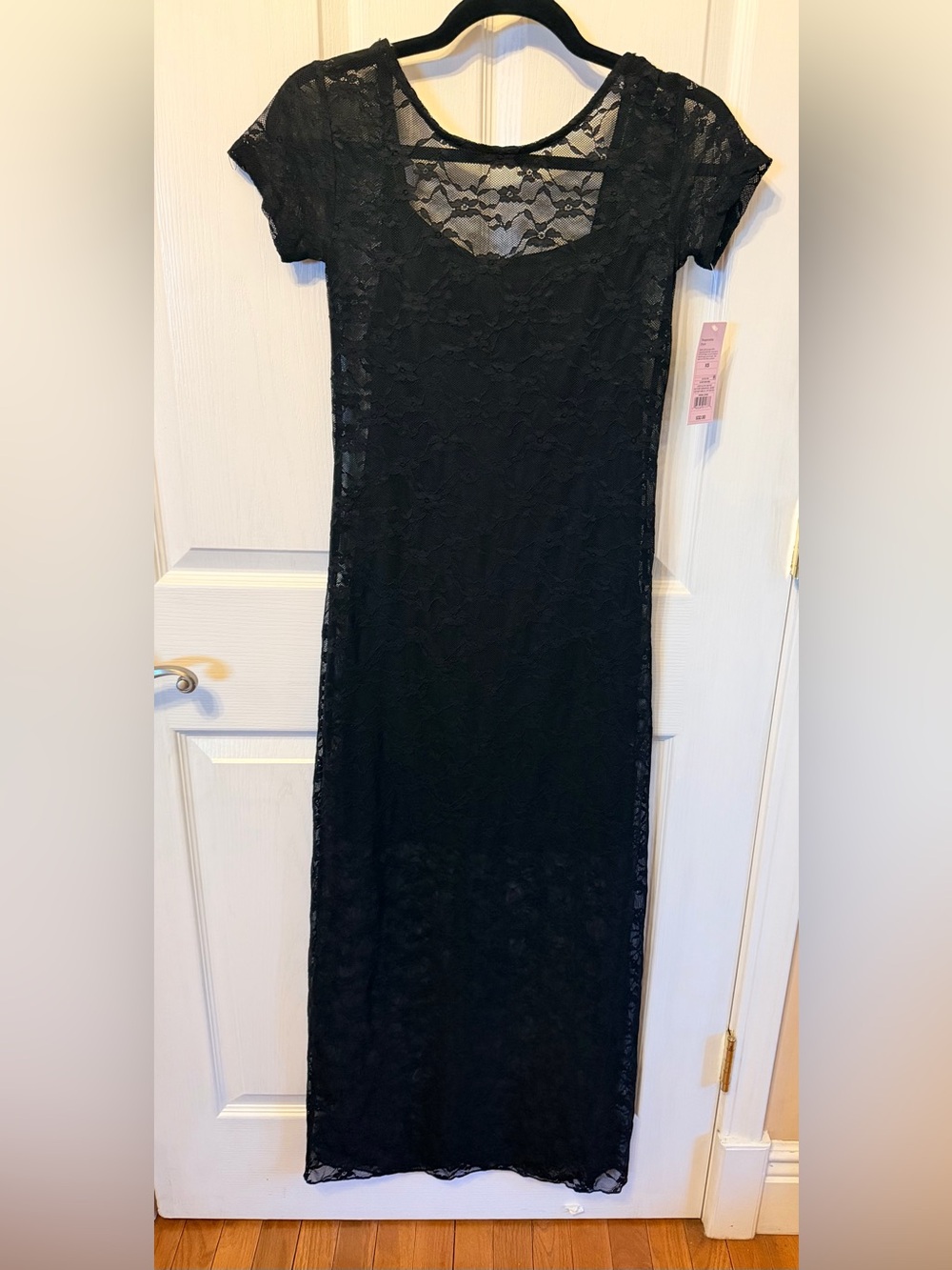 Wild Fable Black Lace Maxi Dress with Short Sleeves
